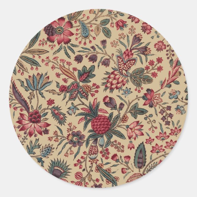 Sticker Rond Art floral de la tapisserie (Devant)