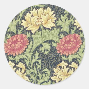 Sticker Rond Art floral vintage de chrysanthème de William