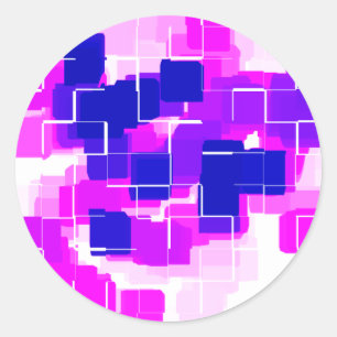 Sticker Rond Art géométrique "Framboise bleue"
