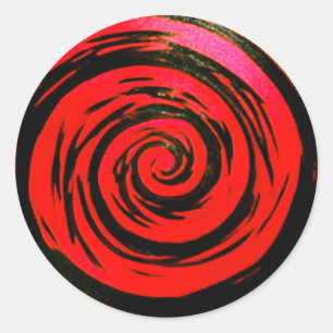 Sticker Rond Art hypnotique rouge et noir de remous