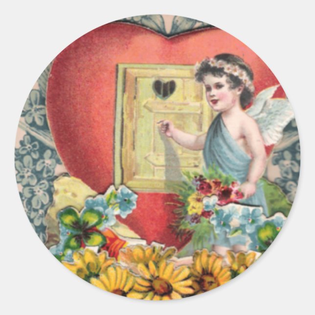 Sticker Rond Art illustré vintage (Devant)