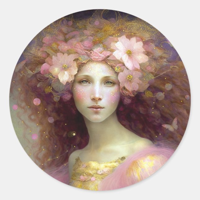 Sticker Rond Art Imaginaire Fairy Rose (Devant)