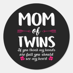 Sticker Rond Art Mère   Maman Des Jumeaux Anniversaire