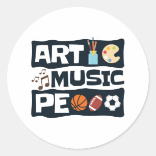 Sticker Rond Art Music PE Funny Retour à l'école