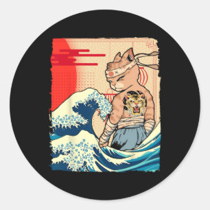 Sticker Rond Art Ninja Japonais Et Karate Japonais