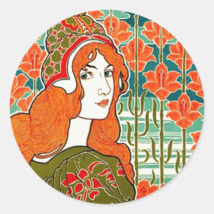 Sticker Rond Art Nouveau ~ Jane par Louis John Rhead