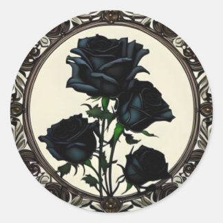 Sticker Rond Art nouveau noir Rose Floral Design