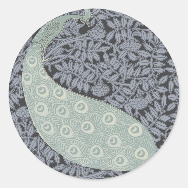 Sticker Rond Art Nouveau Peacock Classic Vintage Bird (Devant)