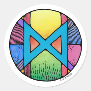 Sticker Rond Art Nouveau Rune Dagaz - AWAKENING