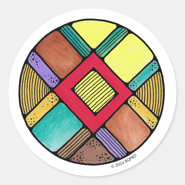 Sticker Rond Art Nouveau Rune Ingwaz - EARTH MAGIC (Devant)