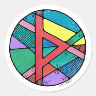 Sticker Rond Art Nouveau Rune Thurisaz - DÉFENSE