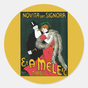 Sticker Rond Art Nouveau Vintage, Amour Romantique de Mode Ital