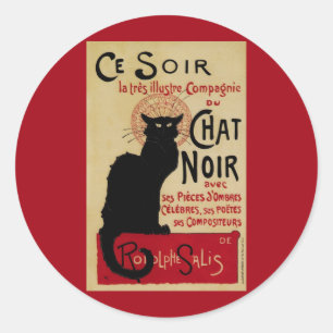 Sticker Rond Art Nouveau vintage, Ce Soir Conversation Noir Cha