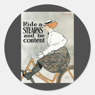 Sticker Rond Art Nouveau Vintage, Roulez sur des vélos Sterns B