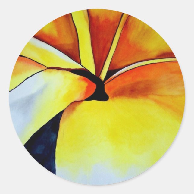 Sticker Rond Art original de la fleur Tropical Jaune Frangipani (Devant)