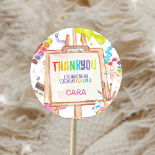 Sticker Rond Art Peinture fête d'anniversaire