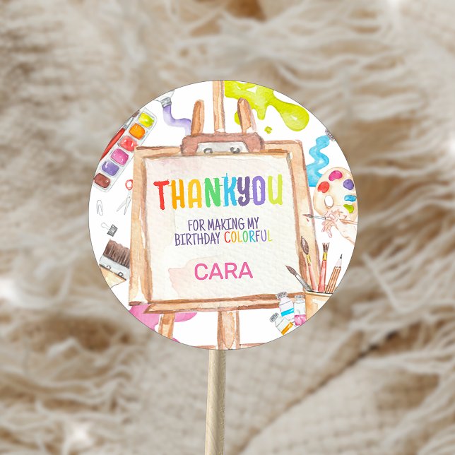 Sticker Rond Art Peinture fête d'anniversaire (Art Painting Birthday Party Sticker
)