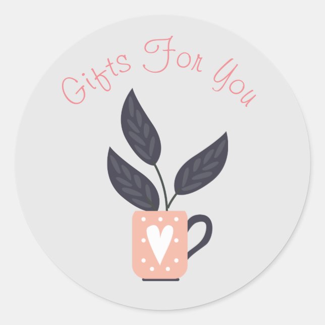 Sticker Rond Art plante design moderne Cadeau marque d'entrepri (Devant)