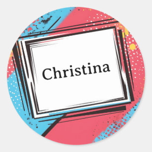 Sticker Rond Art pop Nom personnalisé Conception : Art actif et