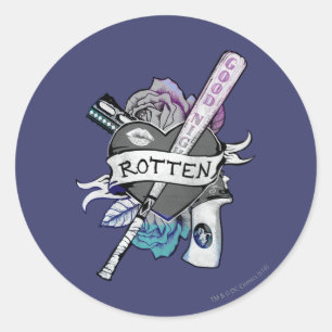 Sticker Rond Art "putréfié" de tatouage du peloton Harley