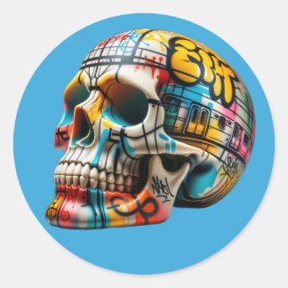 Sticker Rond Art Skull