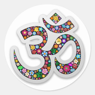 Sticker Rond Art symbolique floral Namaste