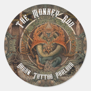 Sticker Rond Art tatouage de singe dragon japonais, tatouage pa
