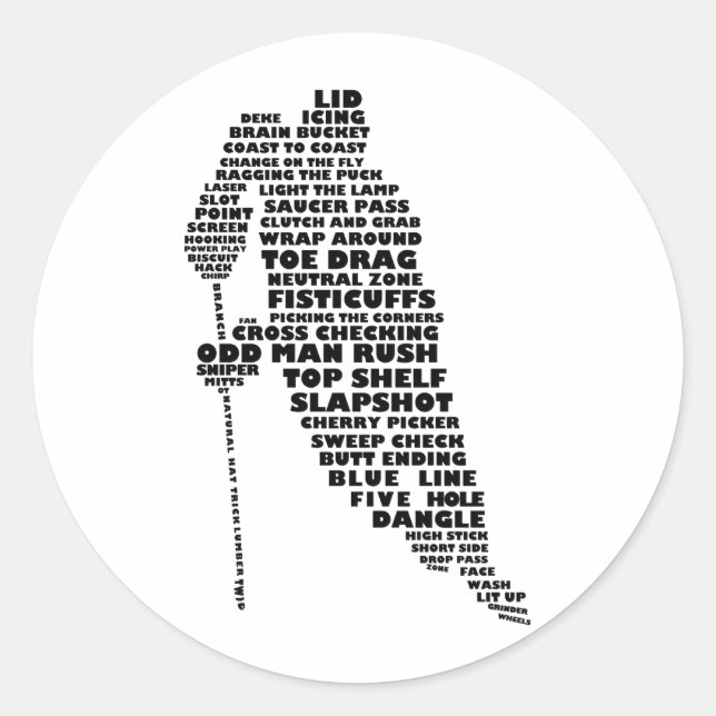 Sticker Rond Art texte du joueur de hockey (Devant)