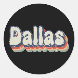 Sticker Rond Art textuel en détresse rétro de Dallas Texas