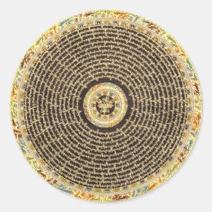 Sticker Rond Art tibétain de mandala (noir et or)