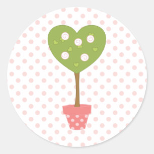 Sticker Rond Art topiaire de coeur avec les roses blancs
