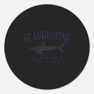 Sticker Rond Art vintage requin prune St augustine floride
