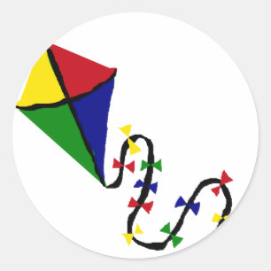 Sticker Rond Art volant de cerf-volant coloré