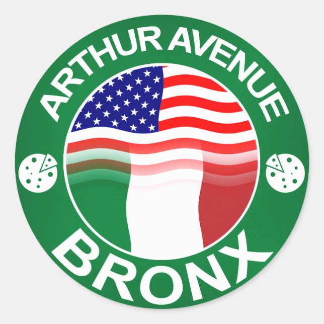 Sticker Rond Arthur Ave Bronx Italien Américain (Devant)