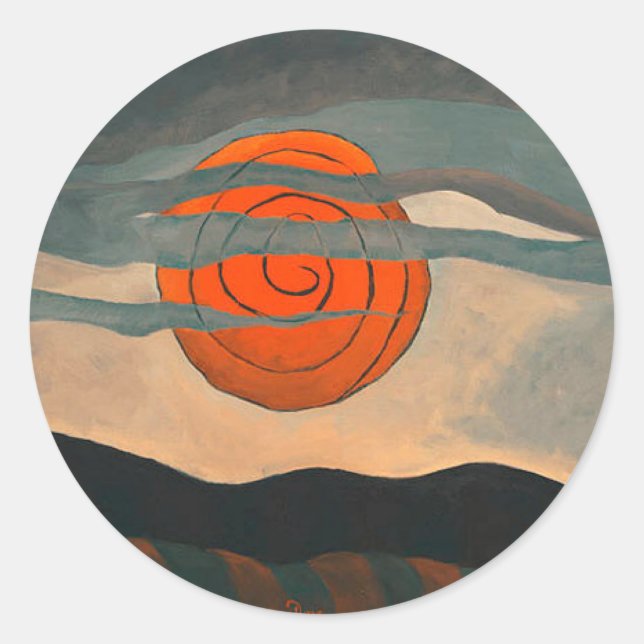 Sticker Rond Arthur Dove, Red Sun, (Devant)