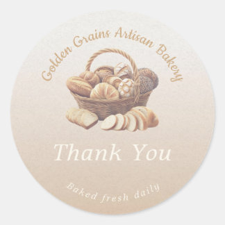 Sticker Rond Artisan Bread Basket Thank You