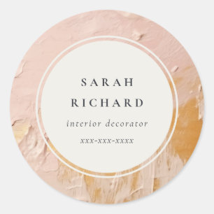 Sticker Rond Artisan classique Bush Pink Gold Paint Business