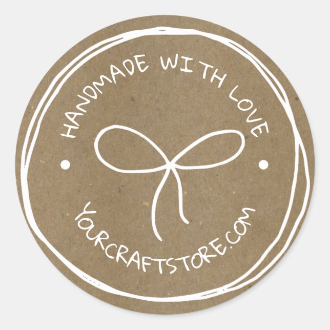 Sticker Rond Artisanat artisanal Bow blanc (Devant)