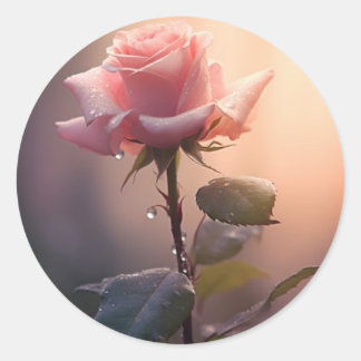 Sticker Rond artisanat de rose, artisanat de cadeau, plaque de 