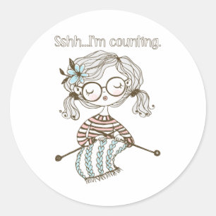Sticker Rond artisanat de tricot shh I M'Counting