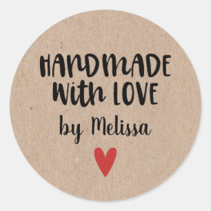 Sticker Rond Artisanat Personnalisé Avec Bâton Carré Amoureux