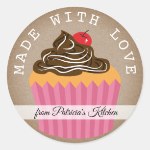 Sticker Rond Artisanat Rustique Fabriqué Avec Amour De La Cuisi