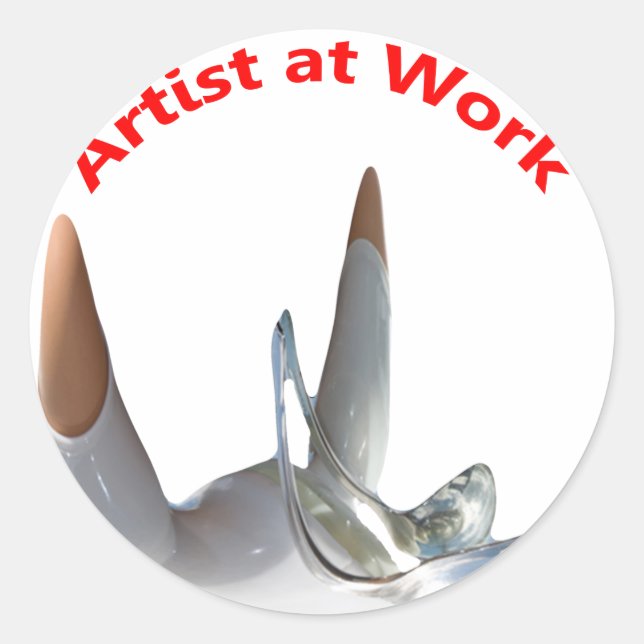 Sticker Rond Artiste au travail (Devant)