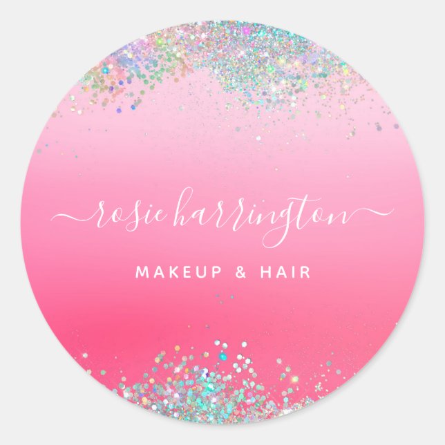 Sticker Rond Artiste de maquillage de Parties scintillant holog (Devant)