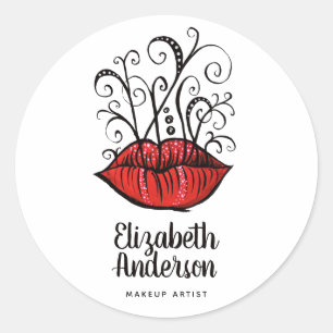 Sticker Rond Artiste de maquillage gothique style tatouage à lè