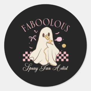 Sticker Rond Artiste de pulvérisation de bronzage fabuleuse Fan