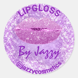 Sticker Rond Artiste maquillage Lipgloss Purple Produit promoti