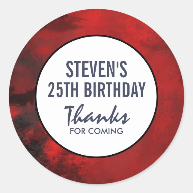 Sticker Rond Artiste moderne Noir et Rouge Abstrait Anniversair (Devant)