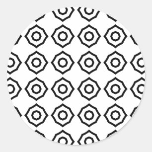 Sticker Rond Artiste noir blanc géométrique Arrière - plan Octa