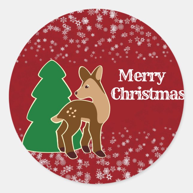 Sticker Rond Artistes du Joyeux Noël Reindeer Red Party (Devant)